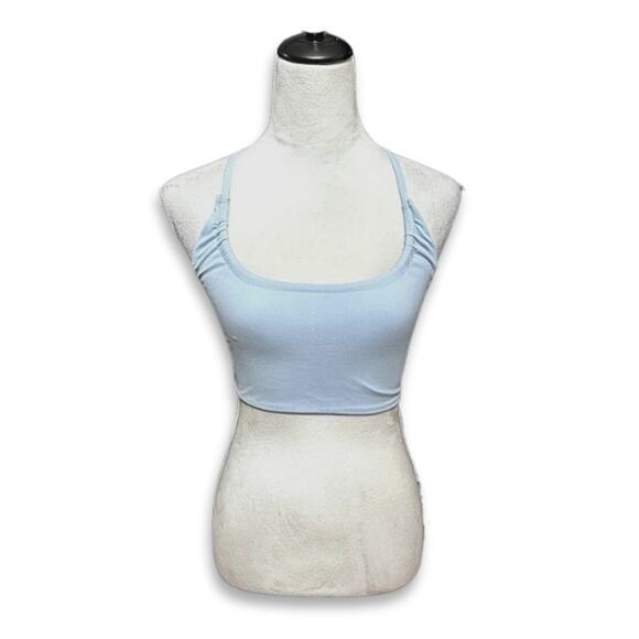 Free People Crop Top 4 Ways Styling Racerback Spaghetti Strap Light Blue S NWOT - Picture 2 of 11